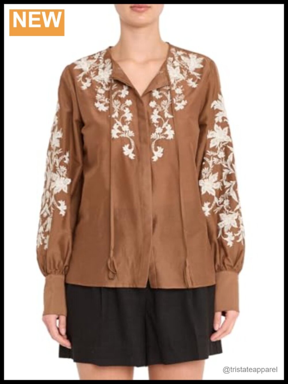 Kobi Halperin Women's Franki Peasant Blouse 70% Cotton 30% Silk V-Neck